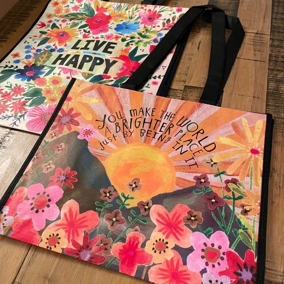 “Live Happy” Reusable Bags| set of 2 - Picture 2 of 10